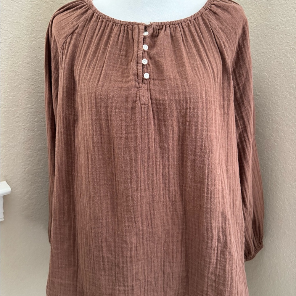 Old Navy Brown Button-Front Peasant Tunic
